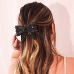 Laço de Cabelo Flávia Bordado Strass Black Diamond - Piuka