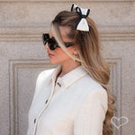 Laço de Cabelo Lucy Linho Preto e Branco - Piuka
