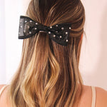 Laço de Cabelo Maria Tela Estruturada Preto Cristais - Piuka