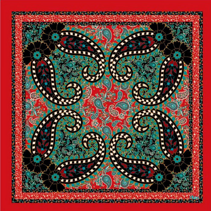 Lenço de Seda Charlotte Paisley Vermelho