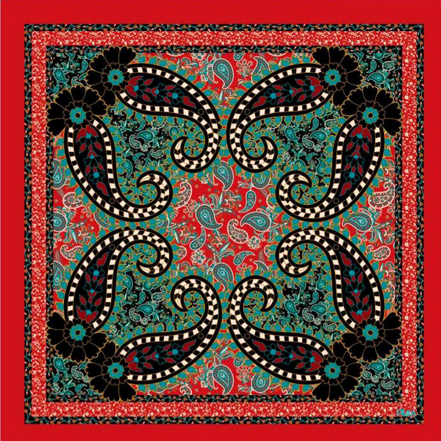 Lenço de Seda Charlotte Paisley Vermelho - Piuka