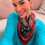 Lenço de Seda Charlotte Paisley Vermelho - Piuka