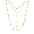Mix 3 Colares Eclipse Lua e Estrelas Folheado a Ouro 18k Piuka - Piuka