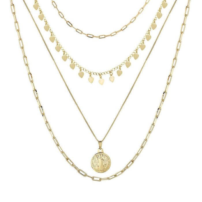 Mix de Colares Barbara Medalha São Bento Folheado a Ouro 18k Piuka