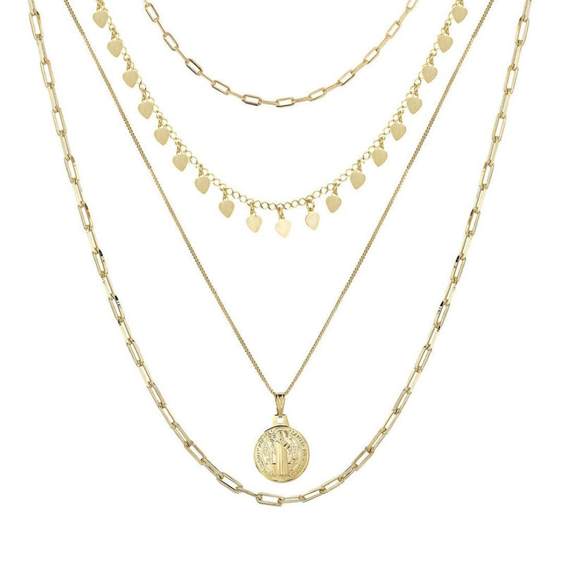 Mix de Colares Barbara Medalha São Bento Folheado a Ouro 18k Piuka - Piuka
