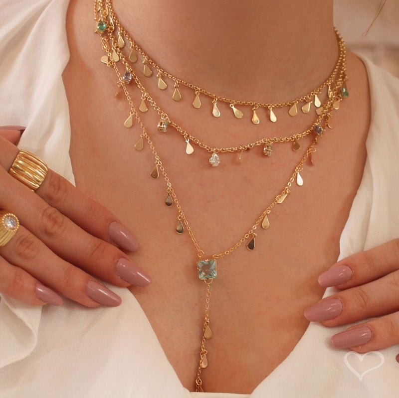 Mix de Colares Larissa Gotinhas Zircônia Acqua Folheado a Ouro 18k - Piuka