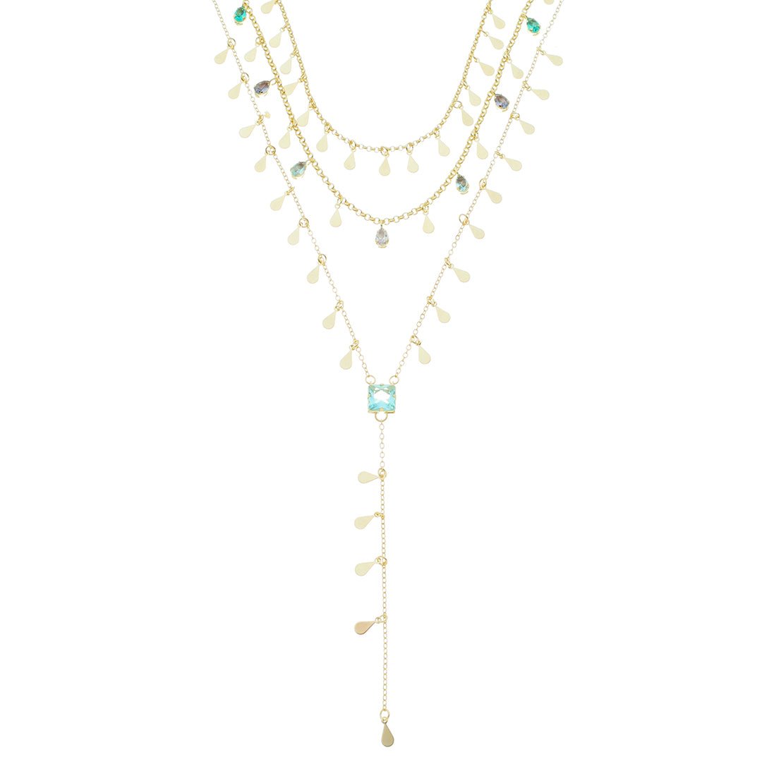 Mix de Colares Larissa Gotinhas Zircônia Acqua Folheado a Ouro 18k - Piuka