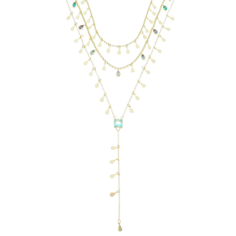 Mix de Colares Larissa Gotinhas Zircônia Acqua Folheado a Ouro 18k - Piuka