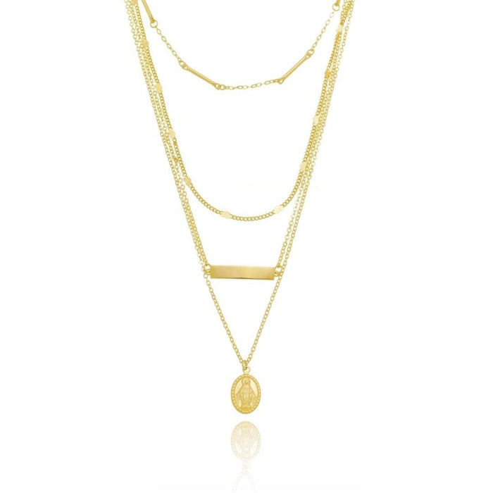 Mix de Colares Nat Nossa Senhora das Graças Folheado a Ouro 18k