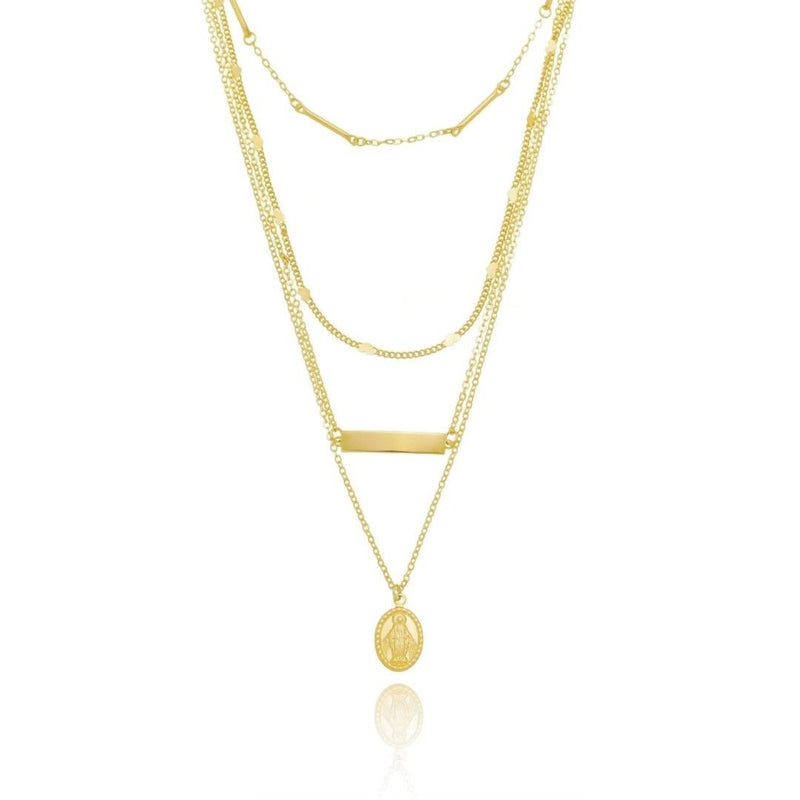 Mix de Colares Nat Nossa Senhora das Graças Folheado a Ouro 18k - Piuka