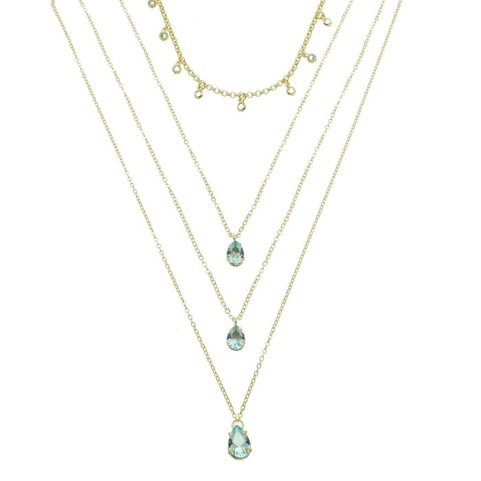 Mix de Colares Olivia Zircônias Acqua Folheado a Ouro 18k