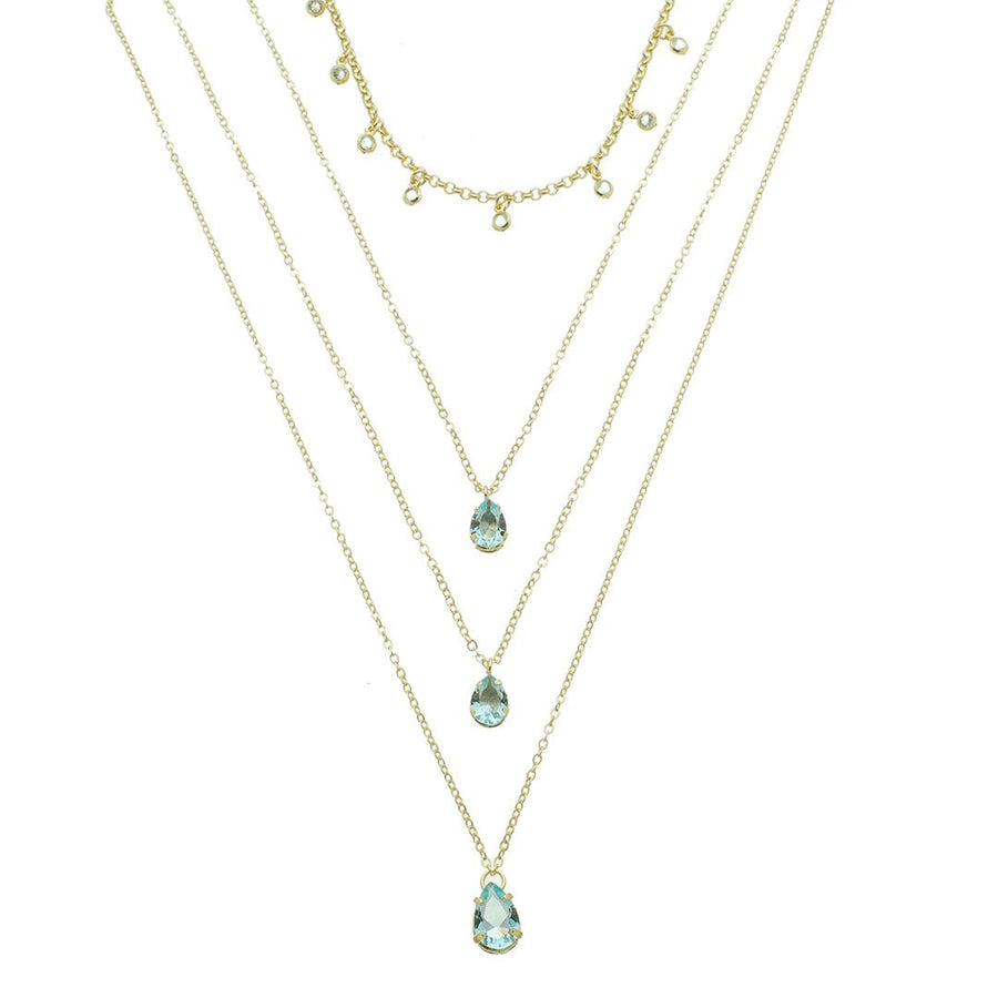 Mix de Colares Olivia Zircônias Acqua Folheado a Ouro 18k - Piuka