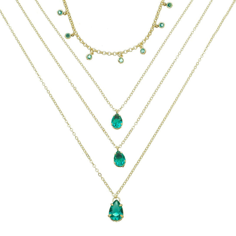 Mix de Colares Olivia Zircônias Turmalina Folheado a Ouro 18k - Piuka