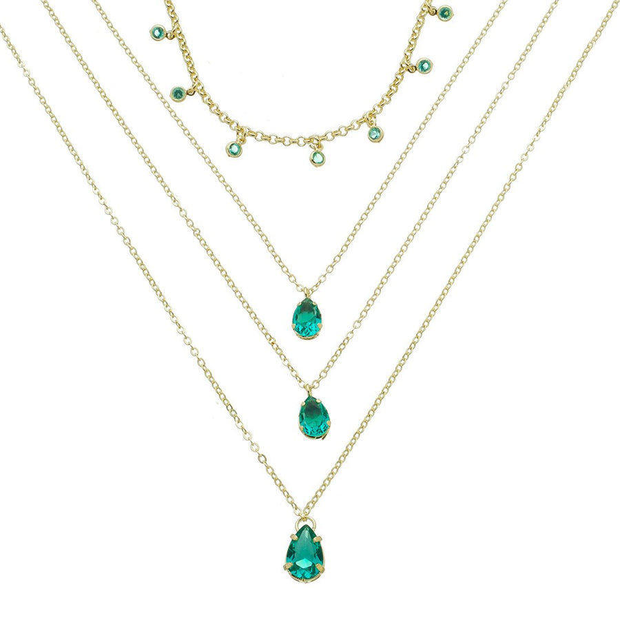 Mix de Colares Olivia Zircônias Turmalina Folheado a Ouro 18k - Piuka