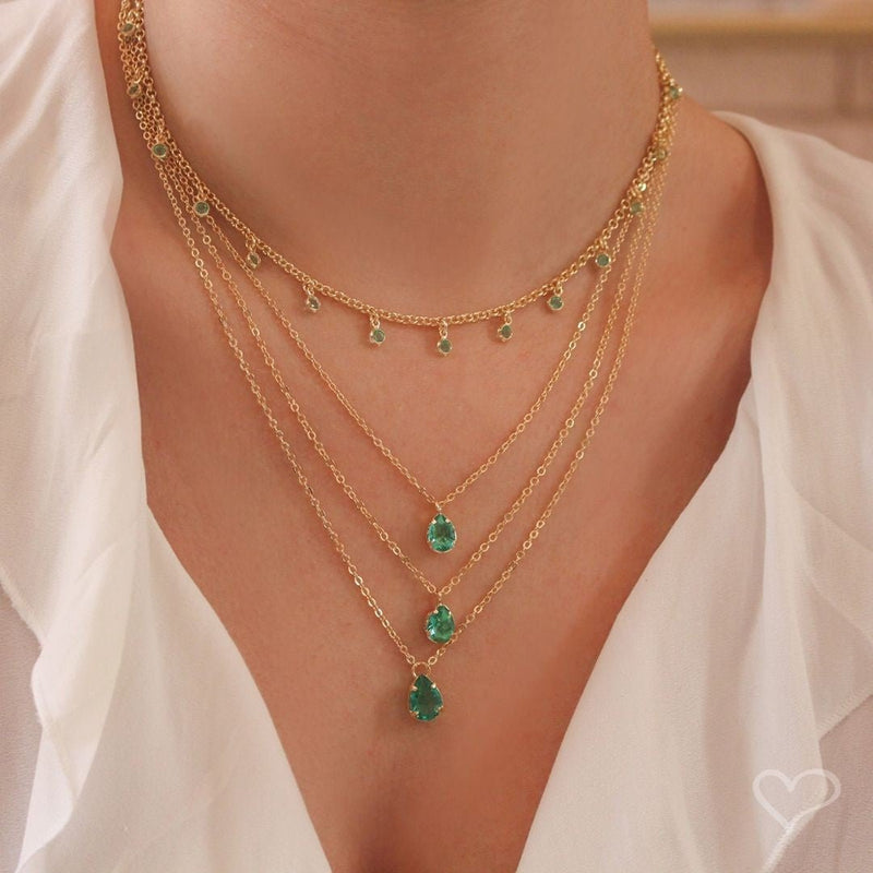 Mix de Colares Olivia Zircônias Turmalina Folheado a Ouro 18k - Piuka