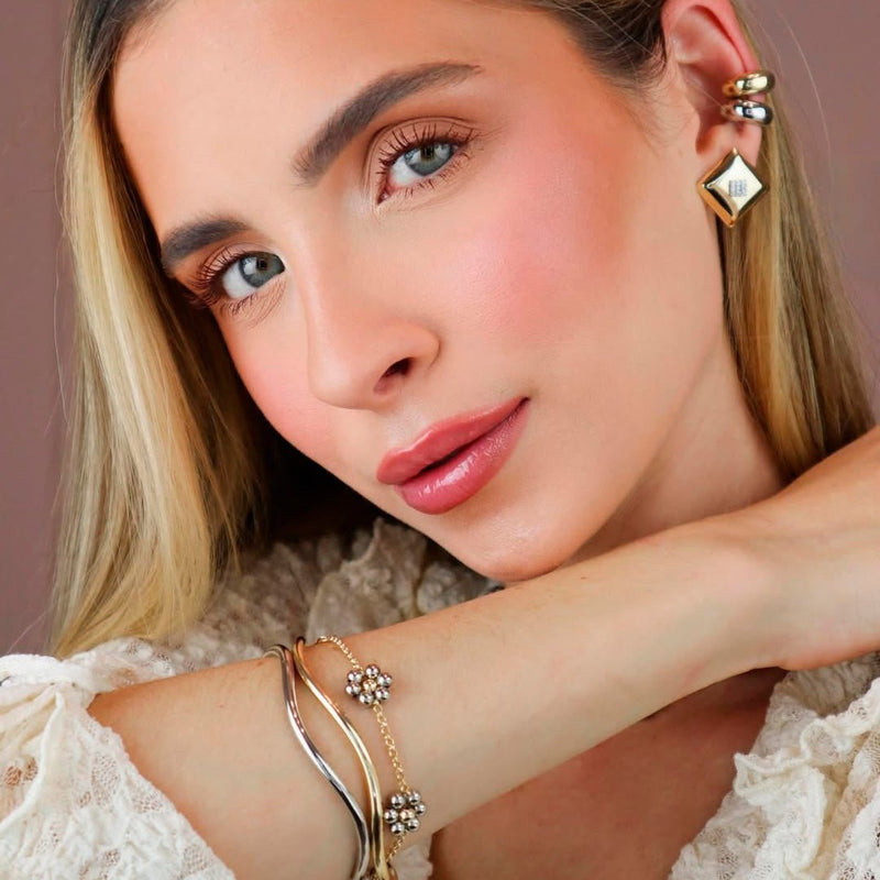 Piercing de Encaixe Nina Zircônia Folheado em Ródio Branco - Piuka