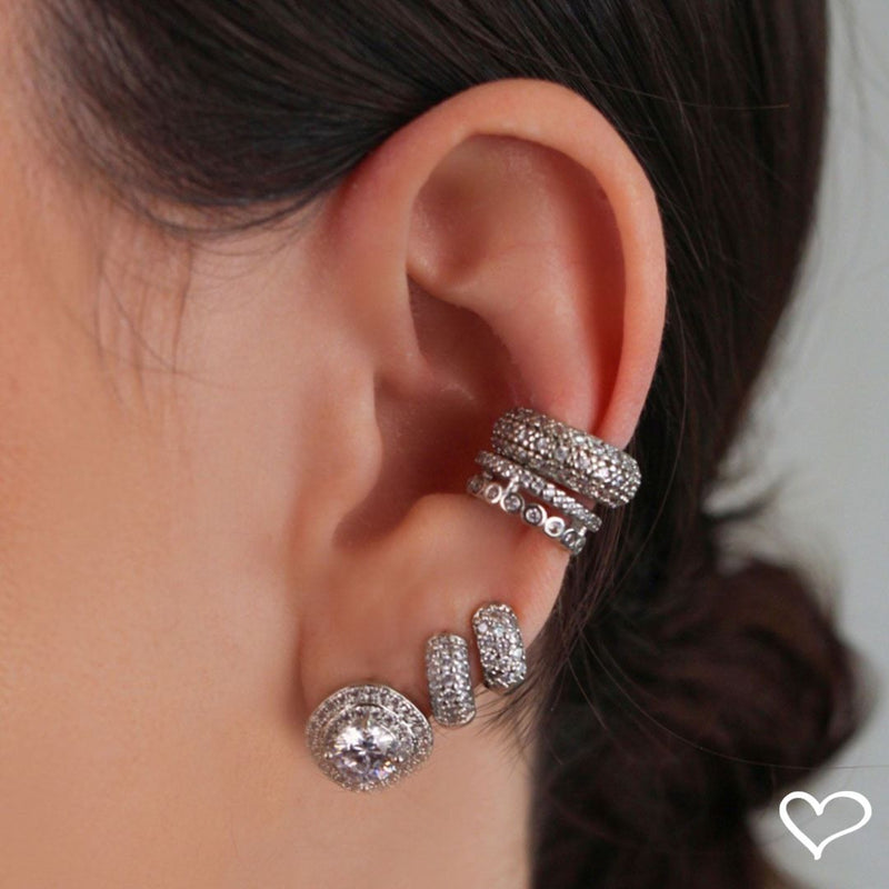 Piercing de Encaixe Piuka Ayleen Argola Zircônia Cristal Folheado em Ródio Branco - Piuka
