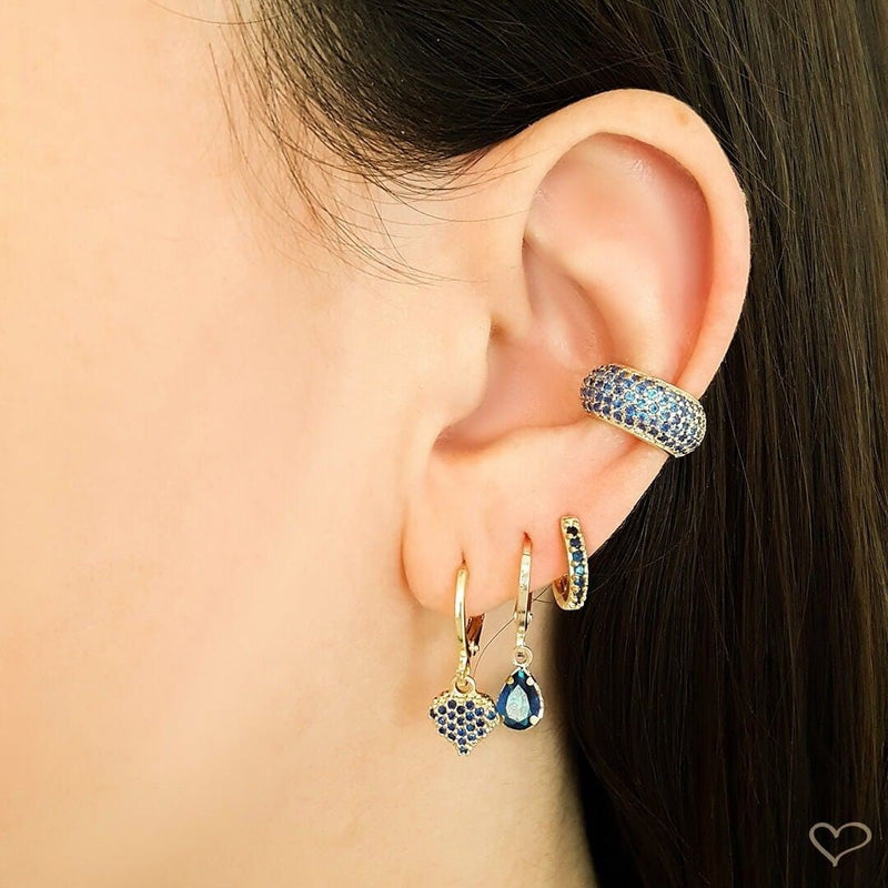 Piercing de Encaixe Piuka Tainá 5 Fileiras Zircônias Safira Folheado a Ouro 18k - Piuka