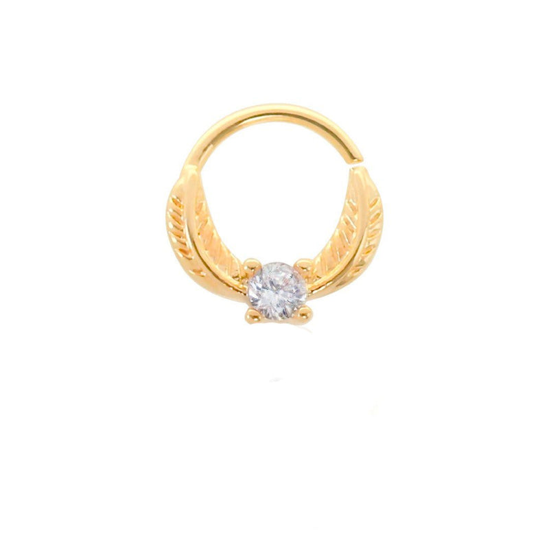 Piercing de Furo Argola Torção 8mm Allana Zircônia Dourado Piuka - Piuka