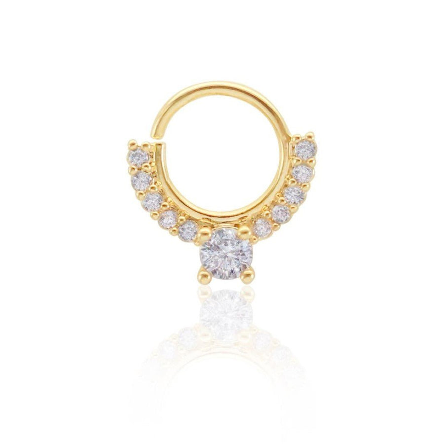 Piercing de Furo Argola Torção 8mm Bianca Zircônias Dourado Piuka - Piuka