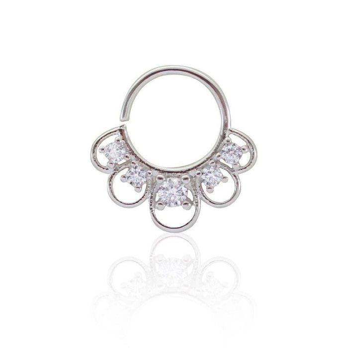 Piercing de Furo Argola Torção 8mm Laly Zircônias Prata Piuka
