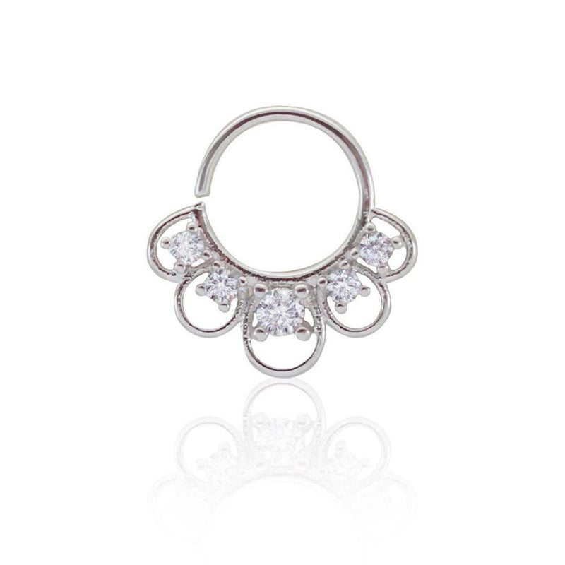 Piercing de Furo Argola Torção 8mm Laly Zircônias Prata Piuka - Piuka