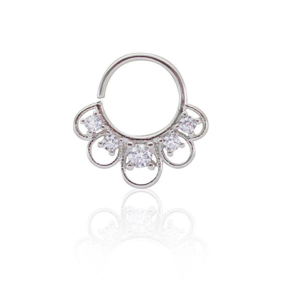 Piercing de Furo Argola Torção 8mm Laly Zircônias Prata Piuka - Piuka