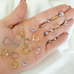 Piercing de Furo Argola Torção 8mm Laly Zircônias Prata Piuka - Piuka