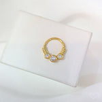 Piercing de Furo Argola Torção 8mm Rebeca Zircônias Dourado Piuka - Piuka