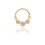 Piercing de Furo Argola Torção 8mm Rebeca Zircônias Dourado Piuka - Piuka