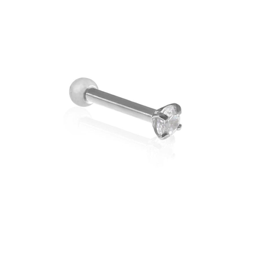 Piercing de Furo Haste 8mm Nila Ponto de Luz Zircônia Prata Piuka - Piuka