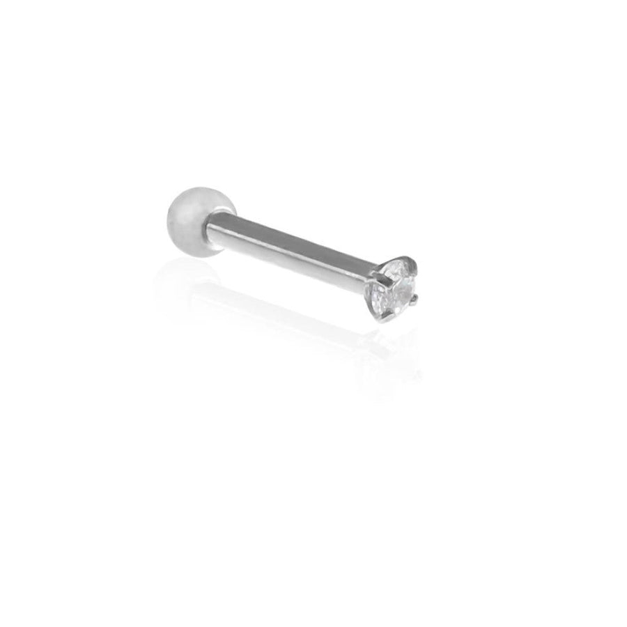 Piercing de Furo Mini Ponto de Luz Haste 6mm Zircônia Prata Piuka - Piuka