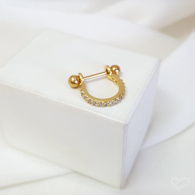 Piercing de Furo Piuka Argola P Reilly Zircônia Dourado - Piuka