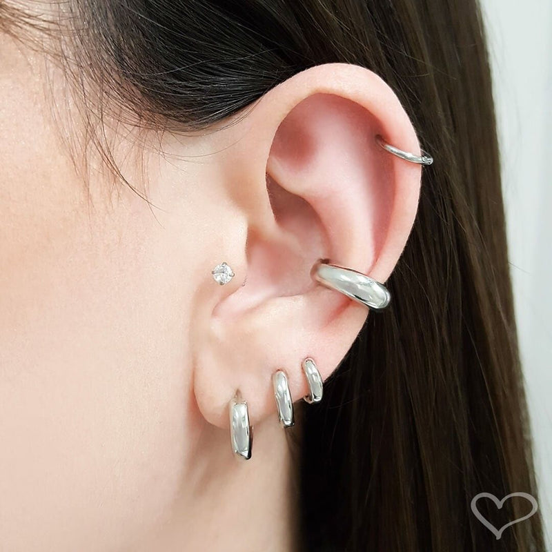 Piercing de Furo Piuka Argola Segmento 8mm Niah Prata - Piuka