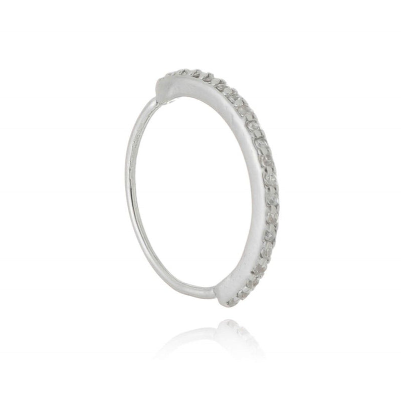 Piercing de Furo Piuka Argola Torção 12mm Ayane Zircônias Folheado em Ródio Branco - Piuka