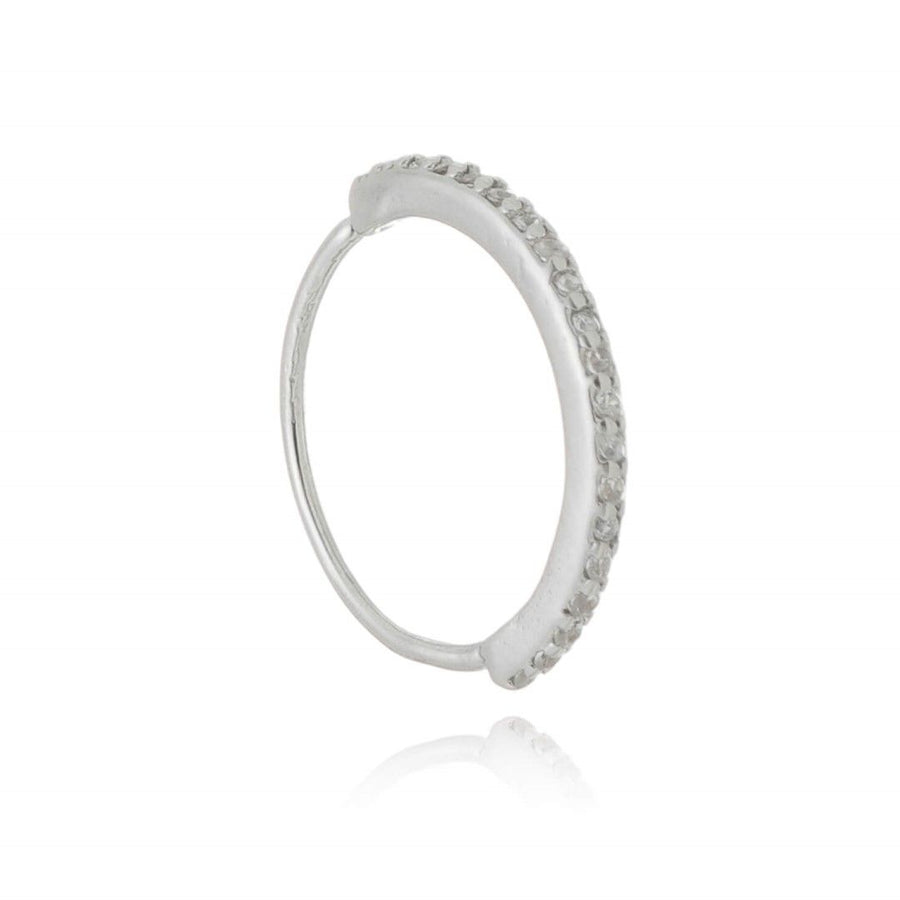 Piercing de Furo Piuka Argola Torção 12mm Ayane Zircônias Folheado em Ródio Branco - Piuka