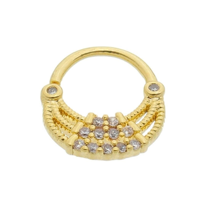 Piercing de Furo Piuka Argola Torção 6mm Bonnie Zircônias Dourado - Piuka