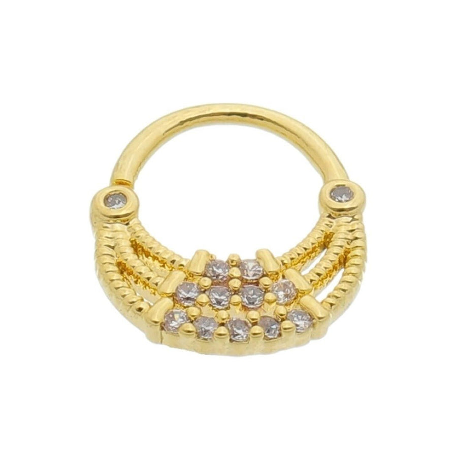 Piercing de Furo Piuka Argola Torção 6mm Bonnie Zircônias Dourado - Piuka