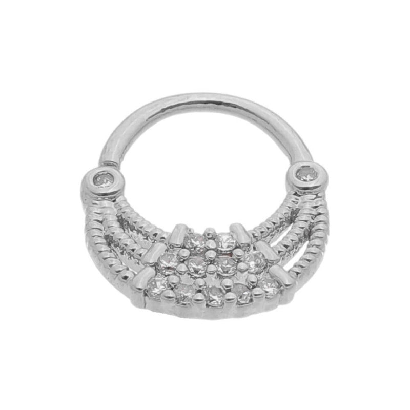 Piercing de Furo Piuka Argola Torção 6mm Bonnie Zircônias Prata - Piuka