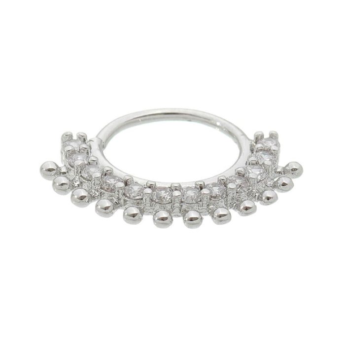 Piercing de Furo Piuka Argola Torção 8mm Freya Zircônias Prata