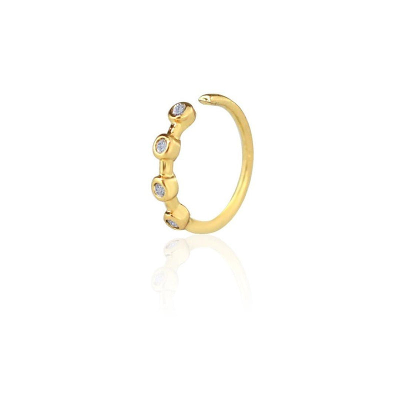 Piercing de Furo Piuka Argola Torção 8mm Nay Pontos de Luz Zircônias Dourado - Piuka