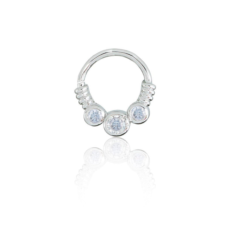 Piercing de Furo Piuka Argola Torção 8mm Rebeca Zircônias Prata - Piuka