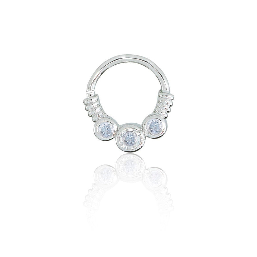 Piercing de Furo Piuka Argola Torção 8mm Rebeca Zircônias Prata - Piuka