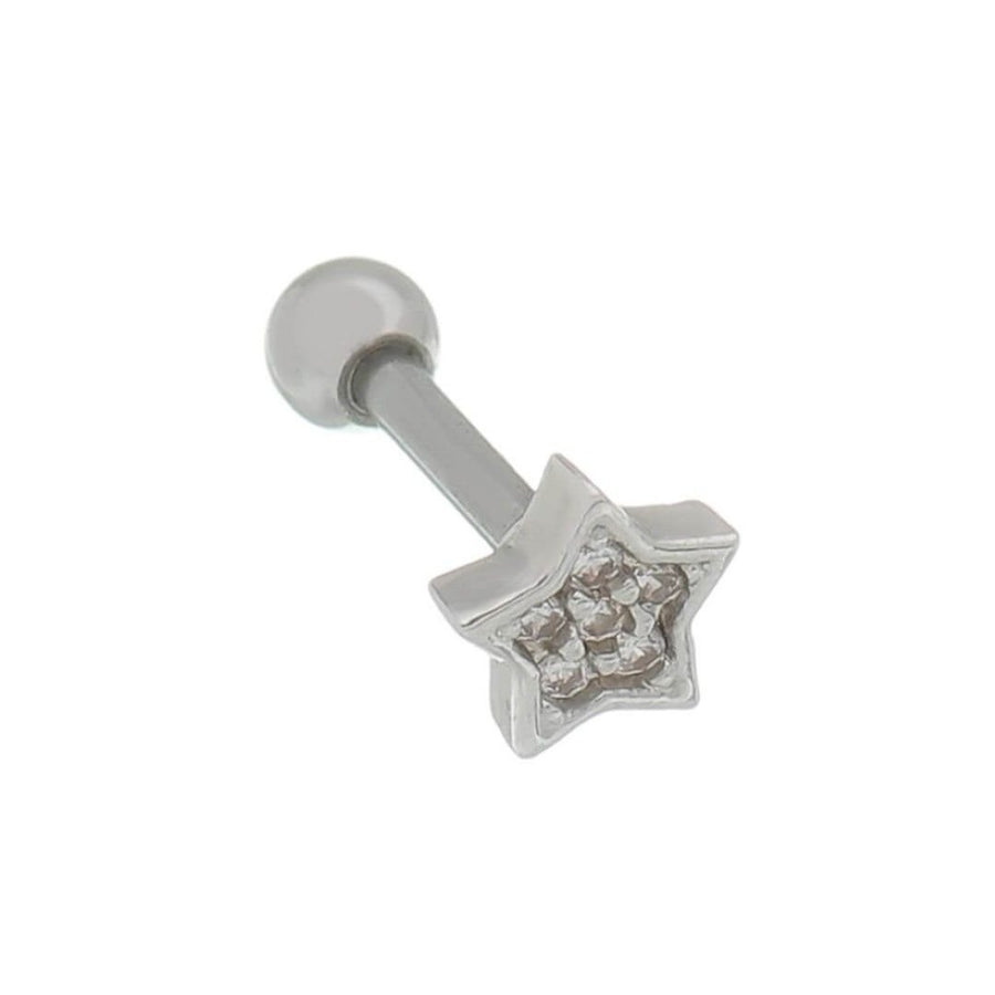 Piercing de Furo Piuka Haste 6mm Atria Estrela Zircônia Prata - Piuka