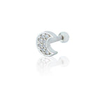 Piercing de Furo Piuka Haste 6mm Mini Lua Zircônia Prata - Piuka