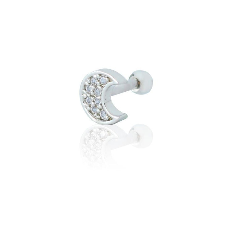 Piercing de Furo Piuka Haste 6mm Mini Lua Zircônia Prata - Piuka