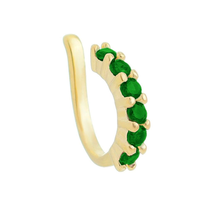 Piercing de Pressão Agnes Zircônia Esmeralda Folheado a Ouro 18k