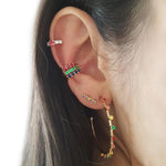 Piercing de Pressão Agnes Zircônia Esmeralda Folheado a Ouro 18k - Piuka