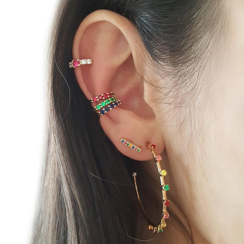 Piercing de Pressão Agnes Zircônia Esmeralda Folheado a Ouro 18k - Piuka