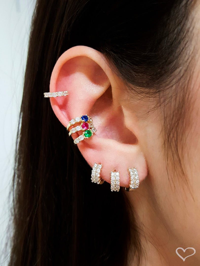 Piercing de Pressão Bebel Zircônia Pink Folheado a Ouro 18k - Piuka
